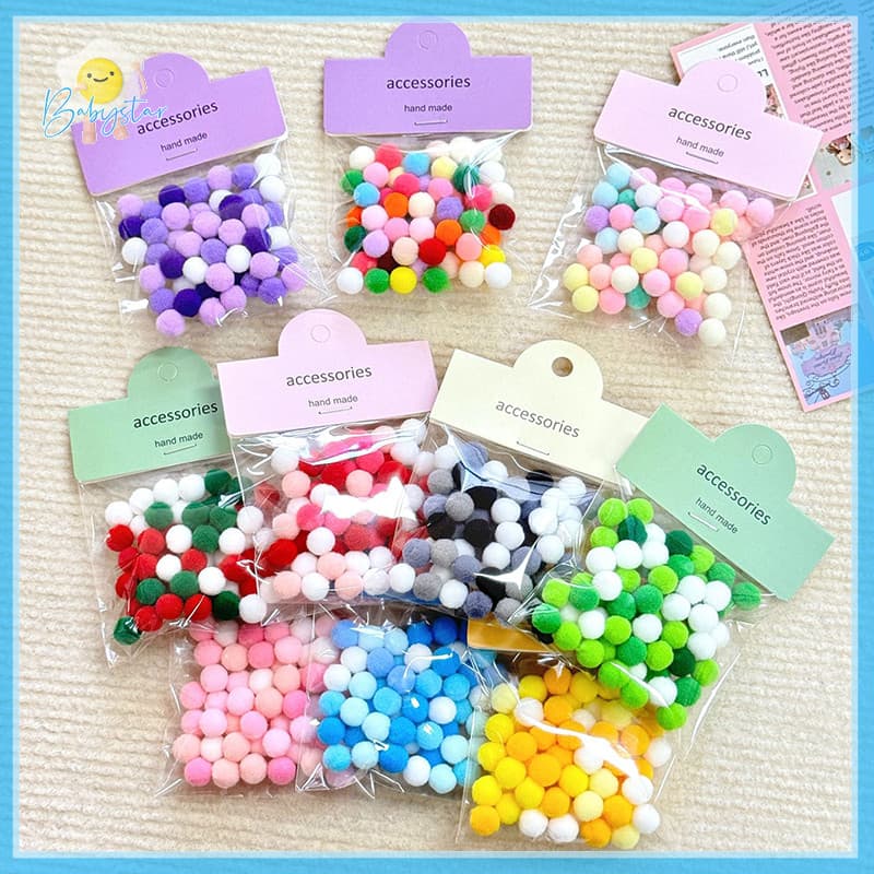 50 ชิ้น Pom Pom Furry Balls 1 ซม.สีสัน Pompoones Soft Furball งานฝีมือทําด้วยมืออุปกรณ์ DIY อุปกรณ์ตกแต่ง… รูปที่ 1