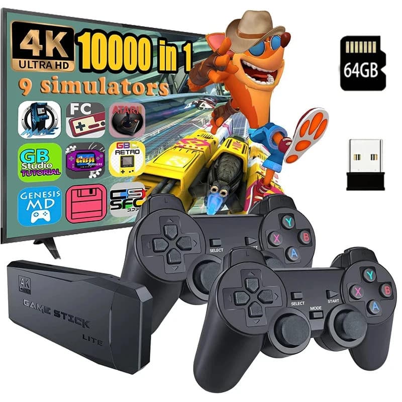 เกมคอนโซลอิเล็กทรอนิกส์ M8 4K 2.4G Dual Wireless 10000เกม64G Retro CLASSIC เกมคอนโทรลเลอร์ TV Series… รูปที่ 1