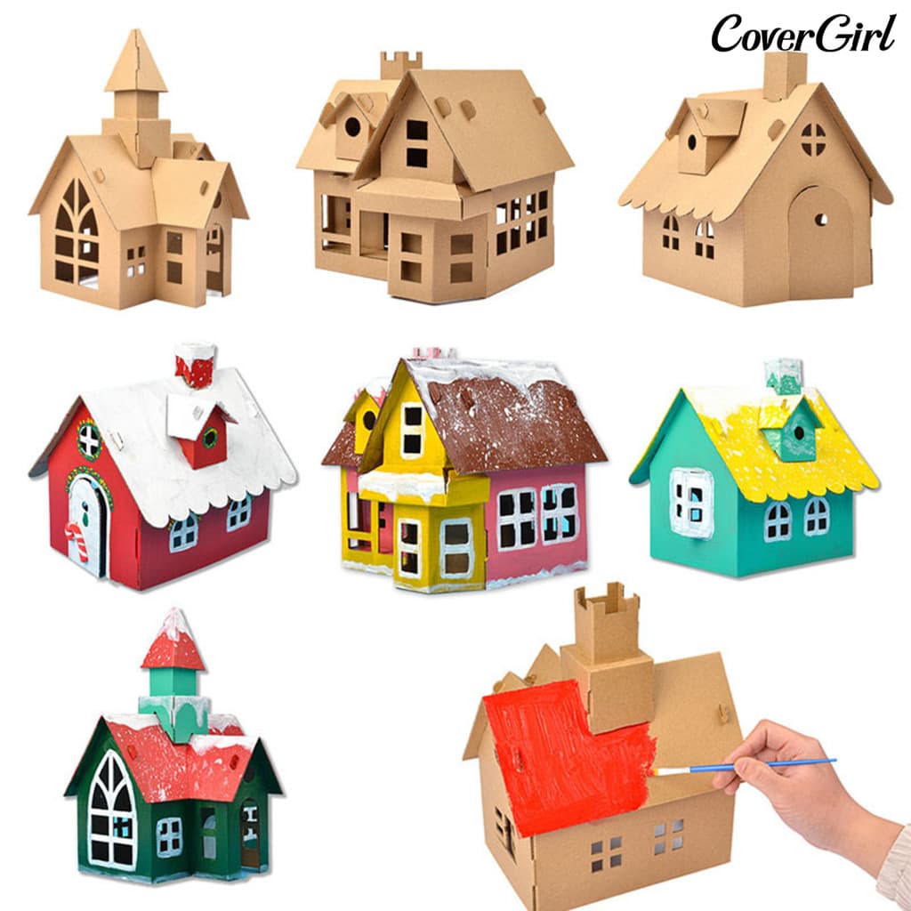 1 ชุดประกอบ DIY ทําด้วยมือแบบโต้ตอบกระดาษรูปทรงบ้านสร้างสรรค์ DIY อุปกรณ์ประกอบสําหรับเด็ก รูปที่ 1