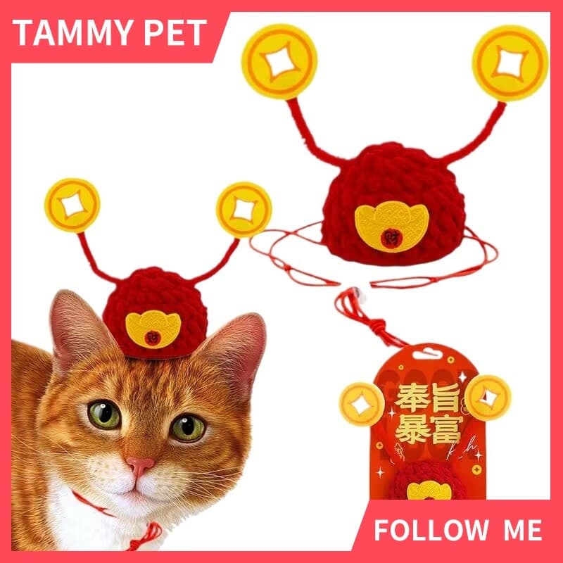 Cny หมวกสุนัขแมว, สัตว์เลี้ยงสุนัขขนาดเล็ก God of Wealth หมวก, สัตว์เลี้ยง God of Wealth… รูปที่ 1