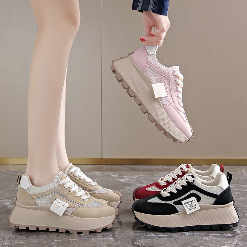 รองเท้าผู้หญิงขนาดเล็ก Sole Heightening รองเท้าผู้หญิงรองเท้าผู้หญิง Forrest Gump รองเท้ากีฬารองเท้าตาข่ายหนา… รูปที่ 1