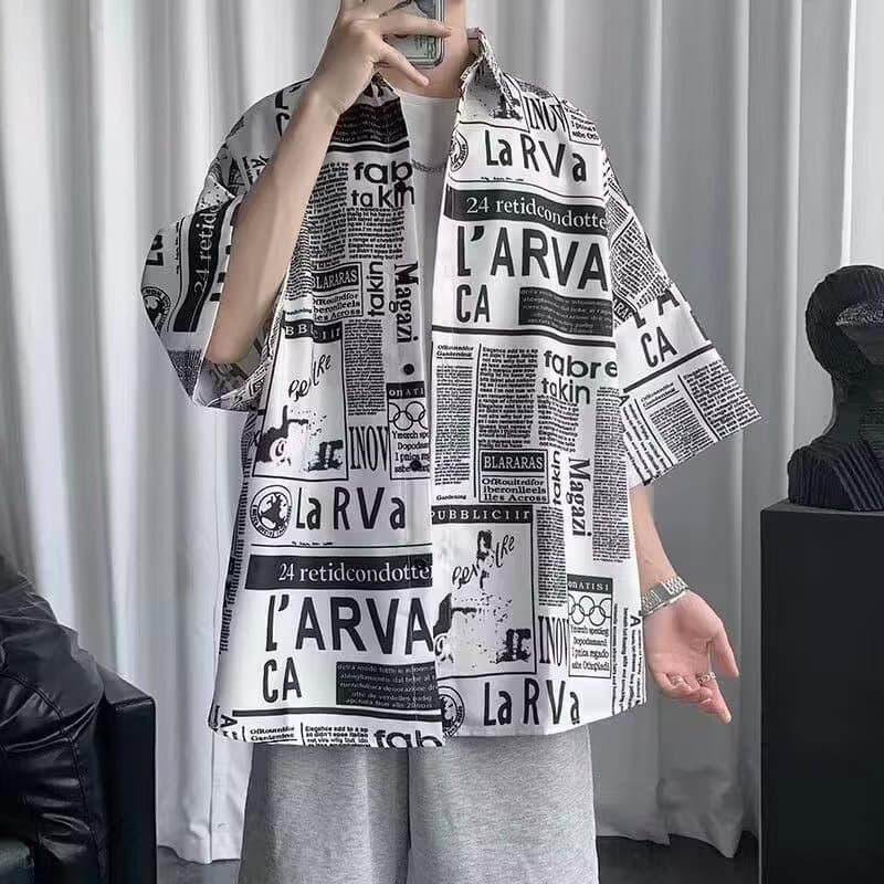 ฮ่องกงสไตล์ Pishuai พลัสขนาดเสื้อผู้ชายแฟชั่นแบรนด์เสื้อนักเรียนเสื้อผ้าแฟชั่นผู้ชาย M-3XL รูปที่ 1