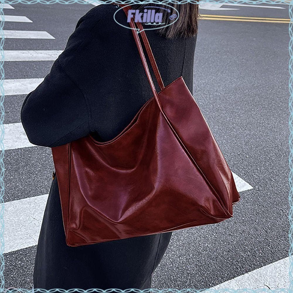 กระเป๋าผ้า FKILLA กระเป๋าสะพาย PU ความจุขนาดใหญ่ กระเป๋า Commuting ทุกคู่สะดวก ชีวิตประจําวัน รูปที่ 1