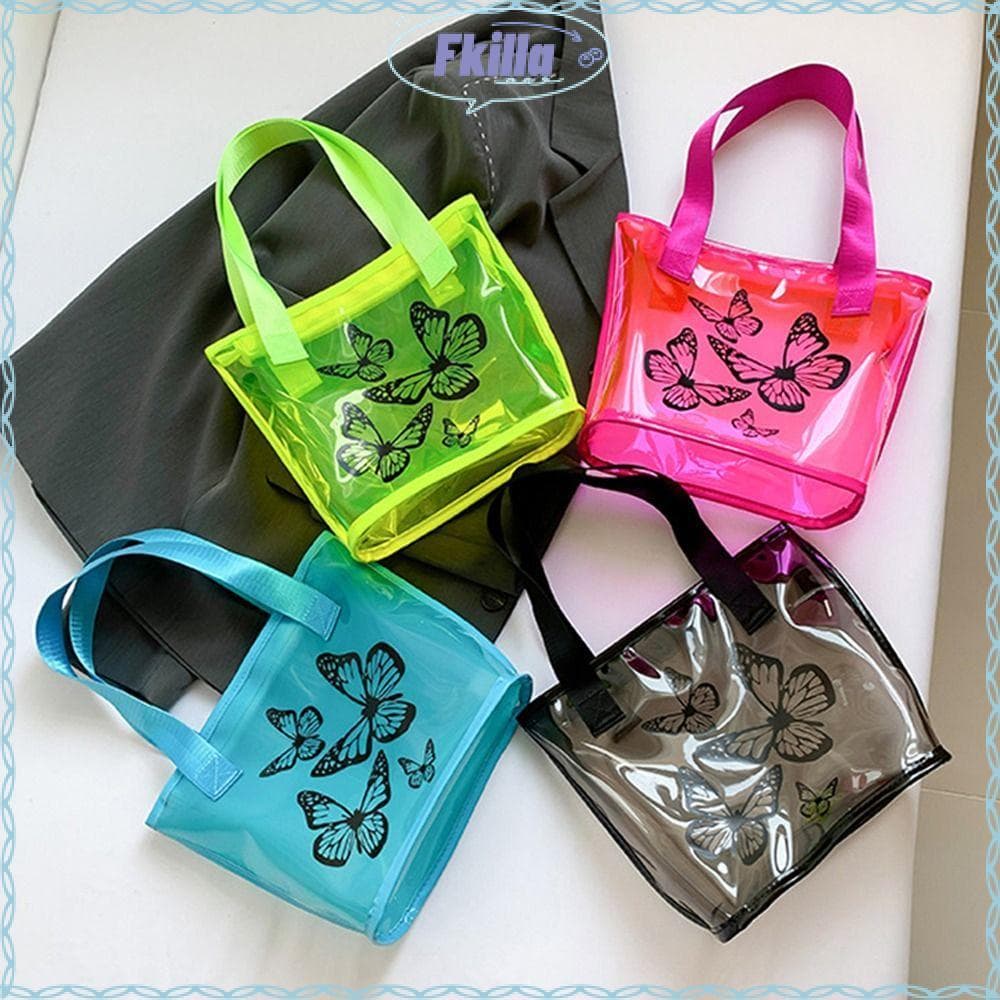 กระเป๋าผ้า FKILLA กระเป๋าสะพายกันน้ําแบบใส กระเป๋าถือ PVC Jelly ความจุขนาดใหญ่แบบพกพา Summer Travel รูปที่ 1