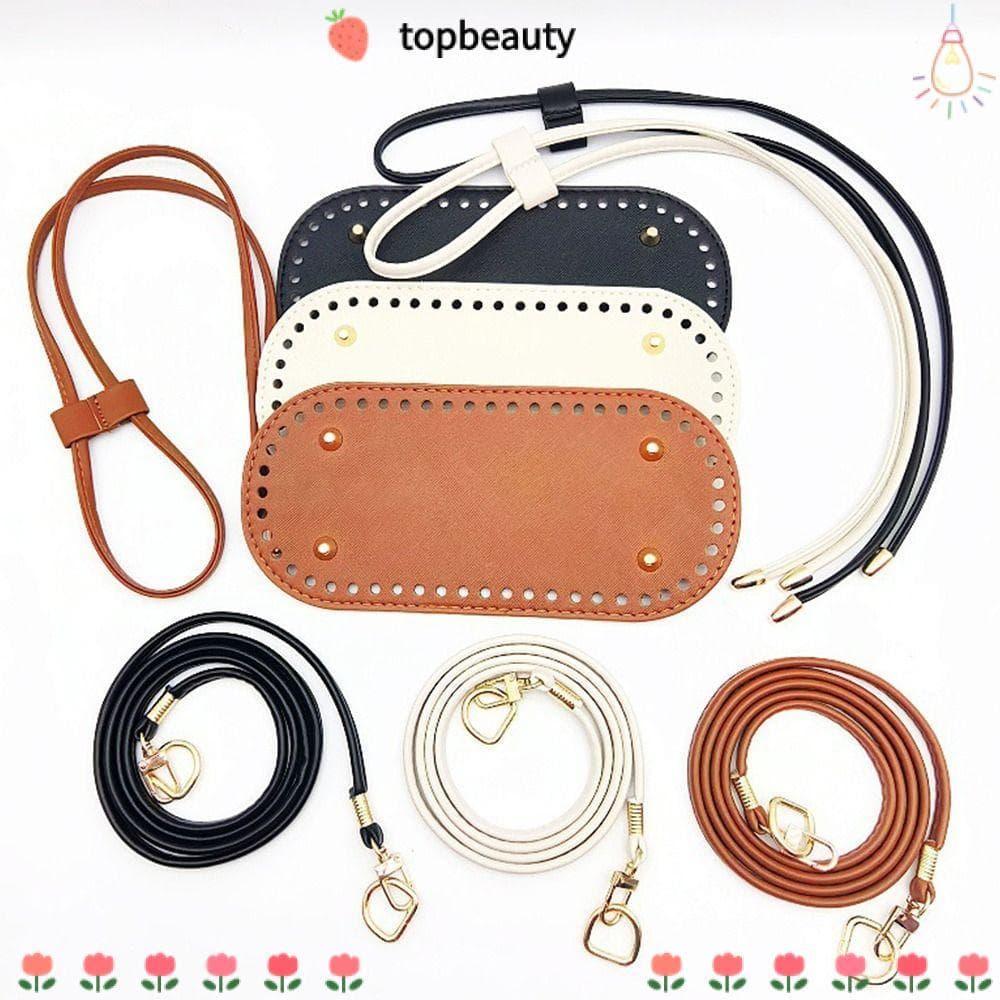 TOPBEAUTY 3 ชิ้น/เซ็ตยาวกระเป๋าด้านล่าง, DIY กระเป๋าโครเชต์สําหรับถักกระเป๋า, Handmade ด้านล่าง PU… รูปที่ 1