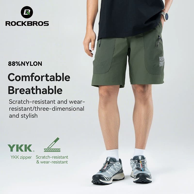 ROCKBROS กางเกงขาสั้นขี่จักรยานผู้ชาย ระบายอากาศดี แห้งไว ออกแบบสำหรับกิจกรรมกลางแจ้ง อาทิ การวิ่ง ตกปลา… รูปที่ 1