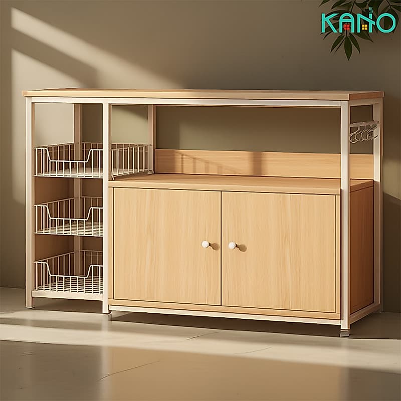 KANO เคาเตอร์ครัว ตู้กับข้าว ตู้ครัว ชั้นวางของในครัว ชั้นวางอเนกประสงค์ ไม้+โครงเหล็ก ชั้นวางไมโครเวฟ…