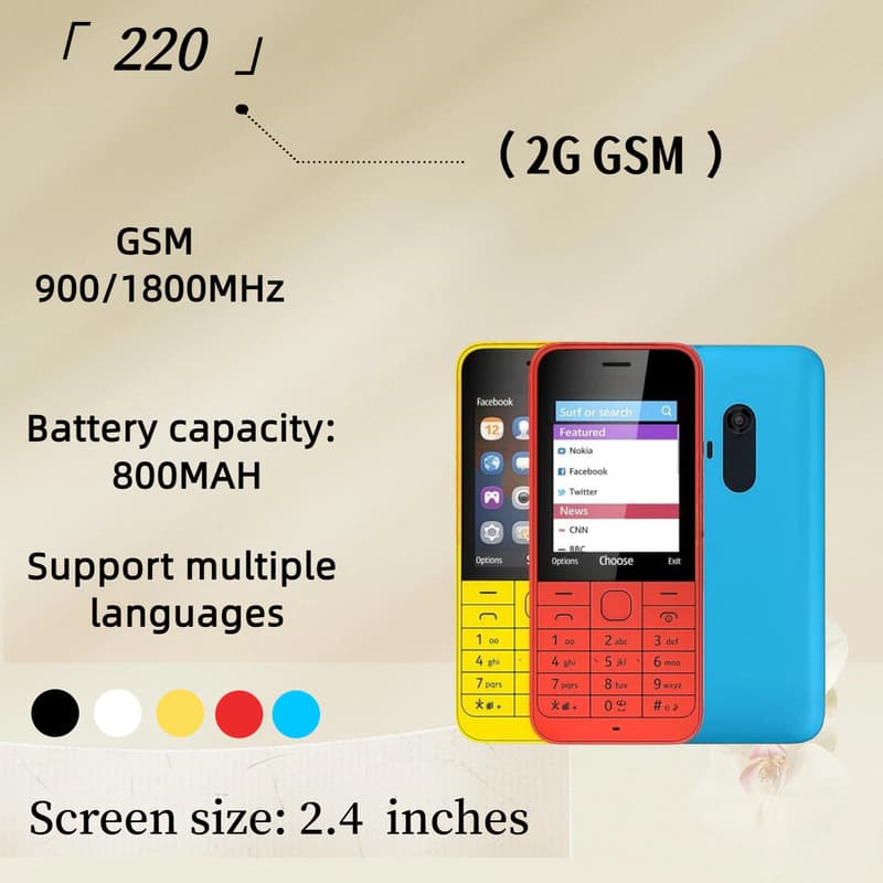 โทรศัพท์มือถือ 220 GSM2G โทรศัพท์มือถือแบบไม่สมาร์ทการ์ดคู่ผู้สูงอายุปุ่มโทรศัพท์มือถือ รูปที่ 1