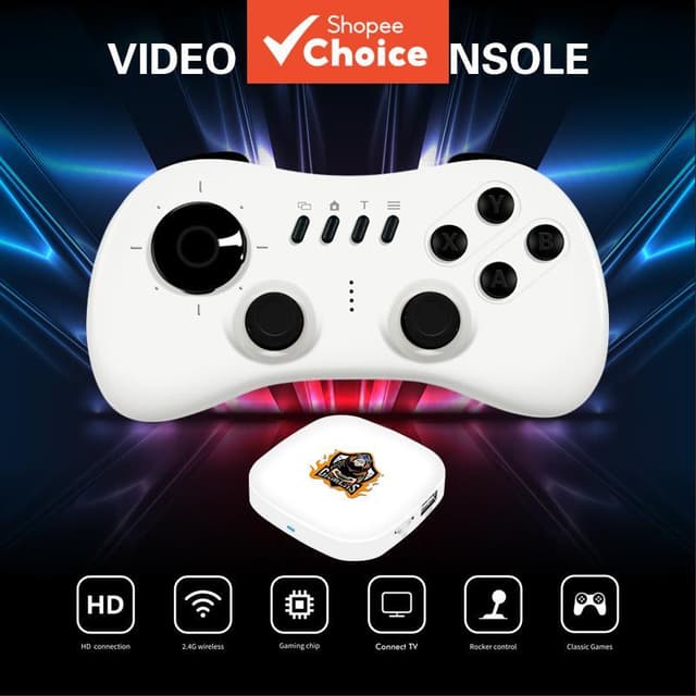 เครื่องเล่นเกมวิดีโอ Y1 จอยคอนโทรลเลอร์จับถนัดมือ กล่องเกมคลาสสิกเรโทรเชื่อมต่อกับทีวี 2.4G ไร้สาย…