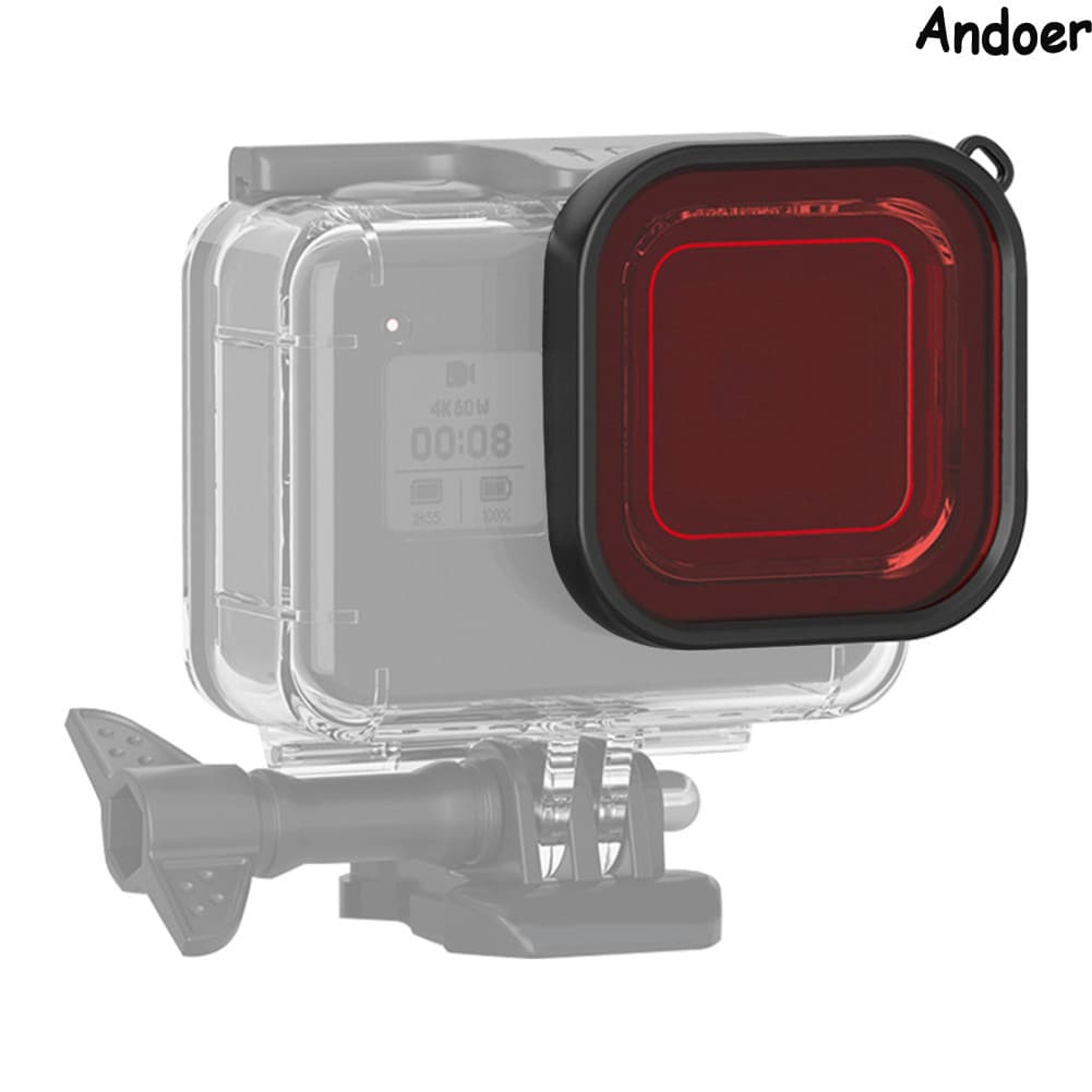 ABS ป้องกันฝุ่นถ่ายภาพกันน้ำกรณีเลนส์ดำน้ำตัวกรองอุปกรณ์ดำน้ำสำหรับ GoPro 8Red รูปที่ 1