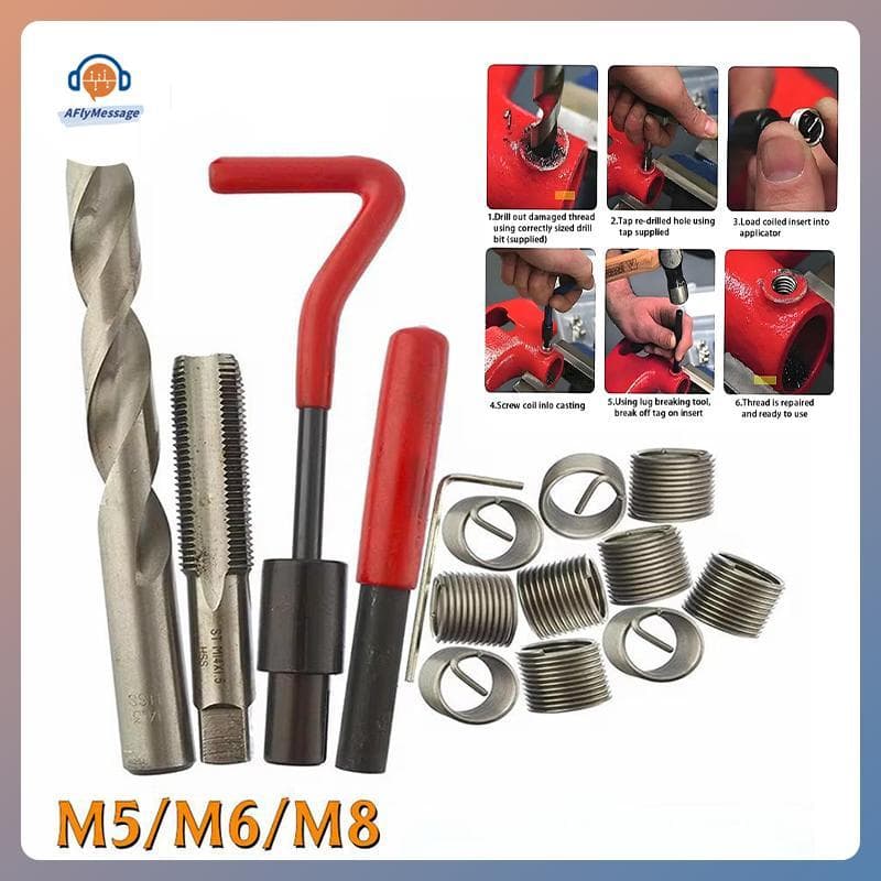 AFl 30 ชิ้นเมตริกซ่อมชุดแทรก M5 M6 M8 รถ Pro Coil เครื่องมือ M8 * 0.8 Thread ซ่อม TH รูปที่ 1