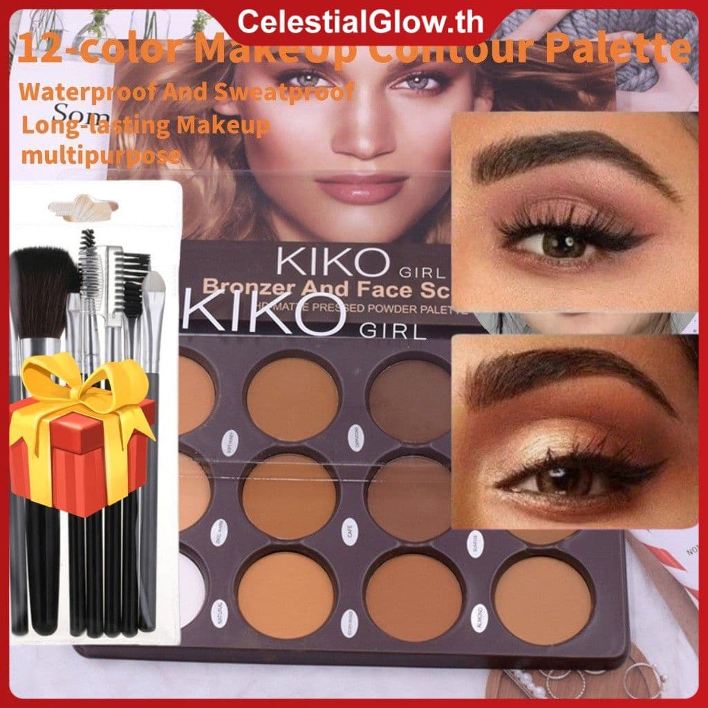 KIKO พาเลตต์แต่งหน้าคอนทัวร์ 12 สี ปรับสีผิว ซ่อมแซมผิว กันน้ำ กันเหงื่อ แต่งหน้าติดทนนาน 【ServePro】… รูปที่ 1