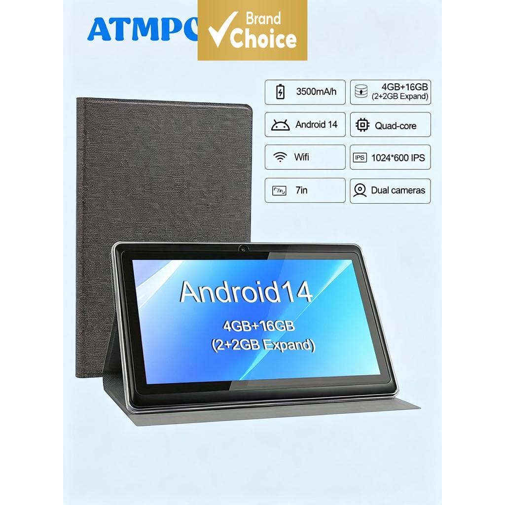 แท็บเล็ต ATMPC หน้าจอ 7 นิ้ว สําหรับเด็ก แท็บเล็ตระบบแอนดรอยด์ กล้อง IPS HD หน่วยความจํา 4GB RAM + 16GB ROM… รูปที่ 1