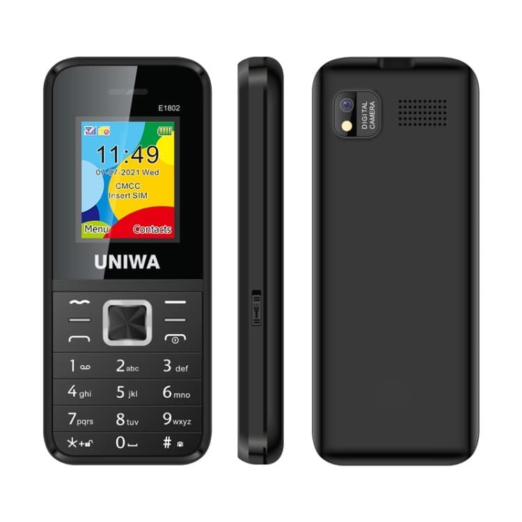 โทรศัพท์มือถือ UNIWA E1802, 1.77 นิ้ว, แบตเตอรี่ 1800mAh, SC6531DA, 21 คีย์, รองรับ Bluetooth, FM, MP3, MP4,… รูปที่ 1