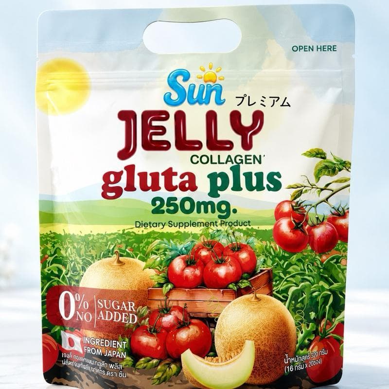 GLUTA PLUS 250 MG sun jelly collagen เยลลี่ กลูต้า (1ถุง20ซอง) รูปที่ 1