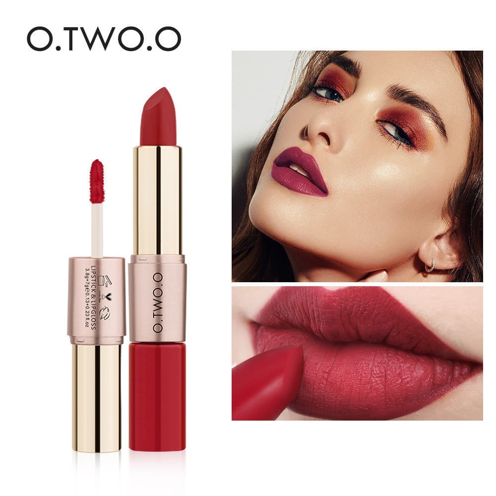 O.TWO.O ลิปสติกสองหัว เบอร์ 9107 เนื้อเวลเวตแมตต์ ลิปสติก 2 in 1 12 สี ลิปกลอสเนื้อแมตต์ ลิปสองหัวติดทน… รูปที่ 1