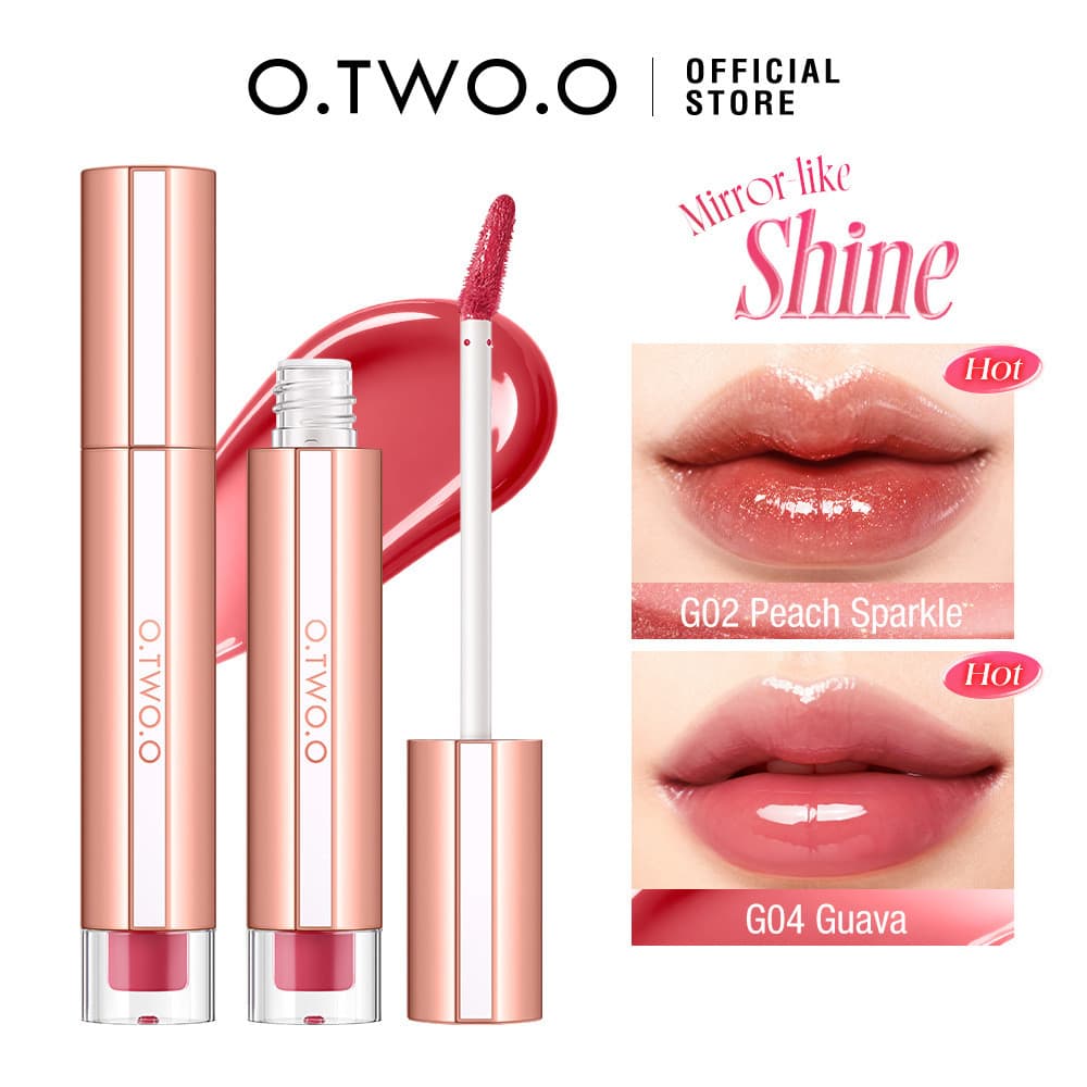 O.TWO.O ลิปกลอสเนื้อมิเรอร์สูตรน้ำ สีติดทน ไม่หลุดง่าย ลิปน้ำเงา ลิปกลอสติดทน ลิปนักเรียนราคาถูก… รูปที่ 1