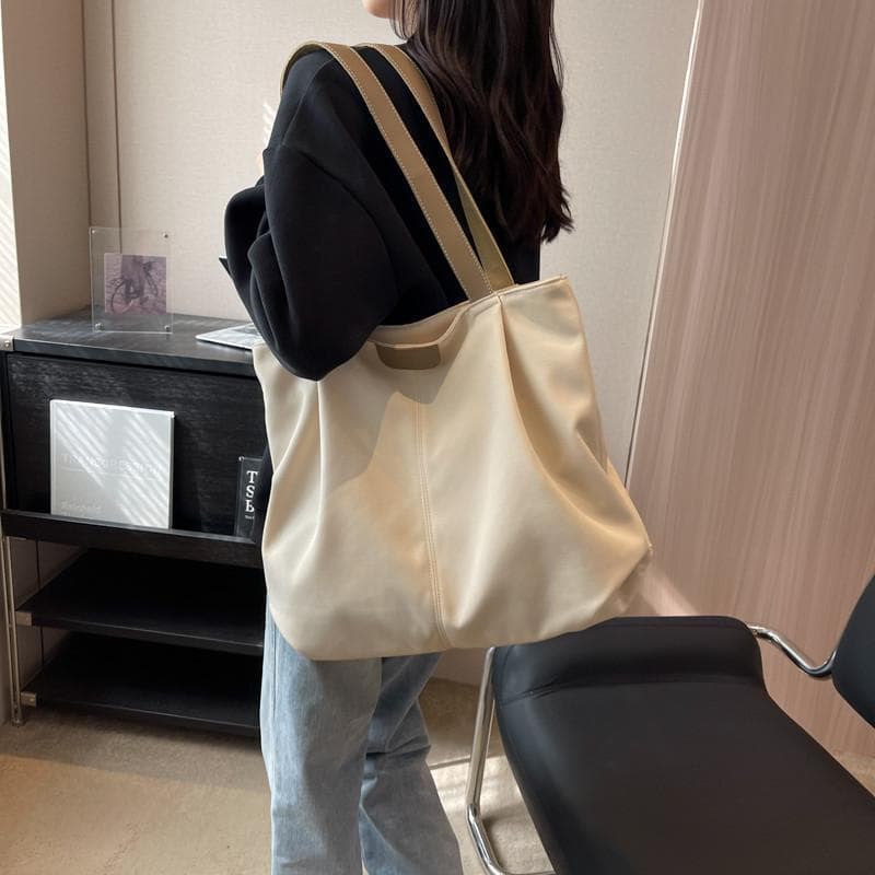 Casual All-Match กระเป๋าสะพายสไตล์ใหม่ Commuter All-Match กระเป๋าผ้า Tote Bag กระเป๋านักเรียนวิทยาลัยหญิง รูปที่ 1