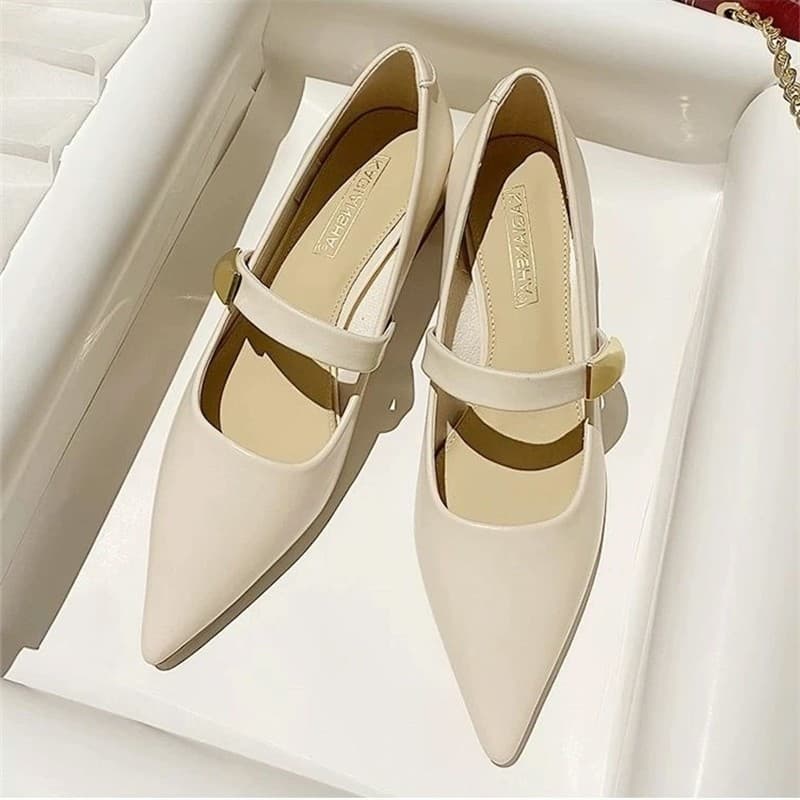 รองเท้านักเรียนผู้หญิง รองเท้านักเรียนหญิง รองเท้าคัดชูผู้หญิง Pointed Toe… รูปที่ 1