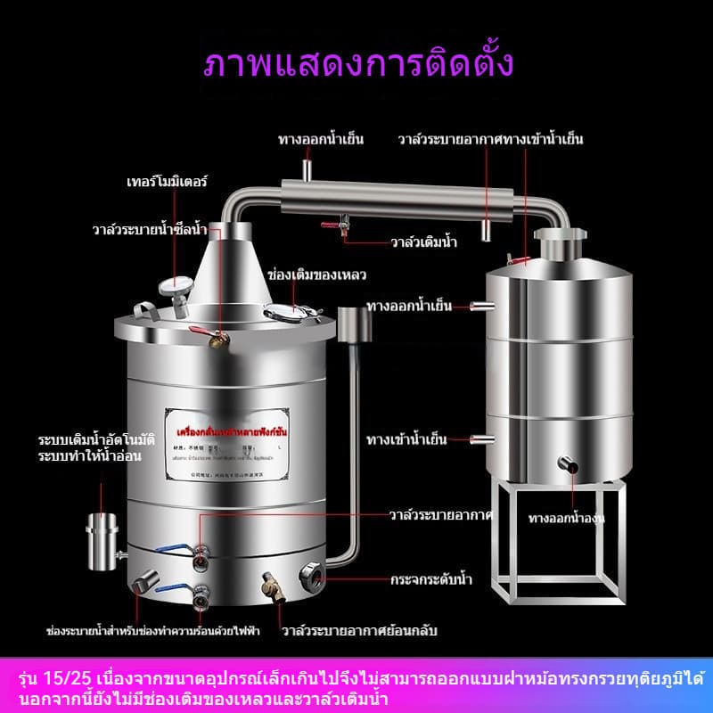 เครื่องต้มเหล้า เครื่องกลั่น อุปกรณ์การต้มเหล้า เครื่องกลั่นเหล้าขนาดใหญ่ เครื่องกลั่นขนาดเล็กสำหรับใช้ในบ้าน รูปที่ 1