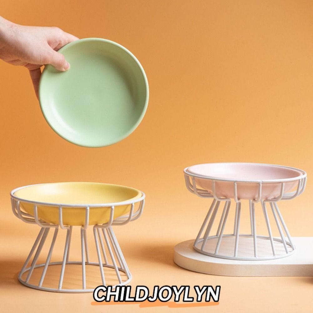 CHILDJOYLYN ชามอาหารแมว, ชามขนมสัตว์เลี้ยงยกเซรามิก, ชามสัตว์เลี้ยง, แฟชั่นสัตว์เลี้ยงคอป้องกันสุนัขให้อาหารน้… รูปที่ 1