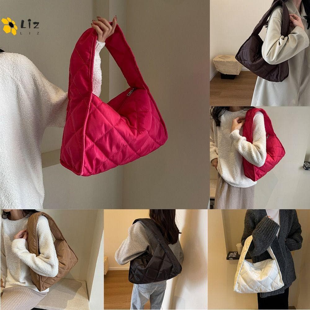 กระเป๋าสะพาย LIZMOMO, กระเป๋าผ้า Rhomboid ลายสก๊อต Quilted Tote กระเป๋า, Casual… รูปที่ 1
