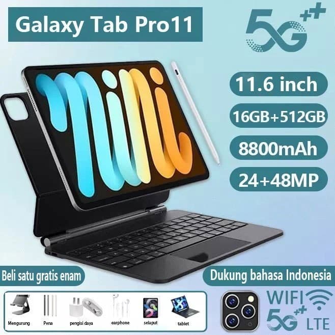 2025 New แท็บเล็ต ได้สูสุดถึง 16GB แบตเตอรี่ 8800mAh แท็บเล็ตราคาถูก รองรับ2ซิม 5G Tablet WiFi… รูปที่ 1
