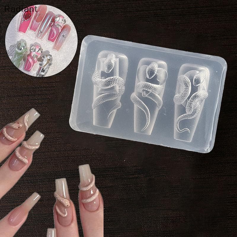1/3 ชิ้น 3D เล็บซิลิโคนแกะสลักแม่พิมพ์งู DIY ตกแต่งเล็บ Art เล็บความงาม Charm… รูปที่ 1