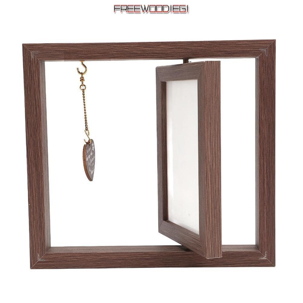 FREEWOODIEGI กรอบอนุสรณ์สัตว์เลี้ยง, กรอบรูปสัตว์เลี้ยงสองด้านหมุนได้, ที่ใส่ภาพสัตว์เลี้ยงโต๊ะไม้อิสระสัตว์เล… รูปที่ 1