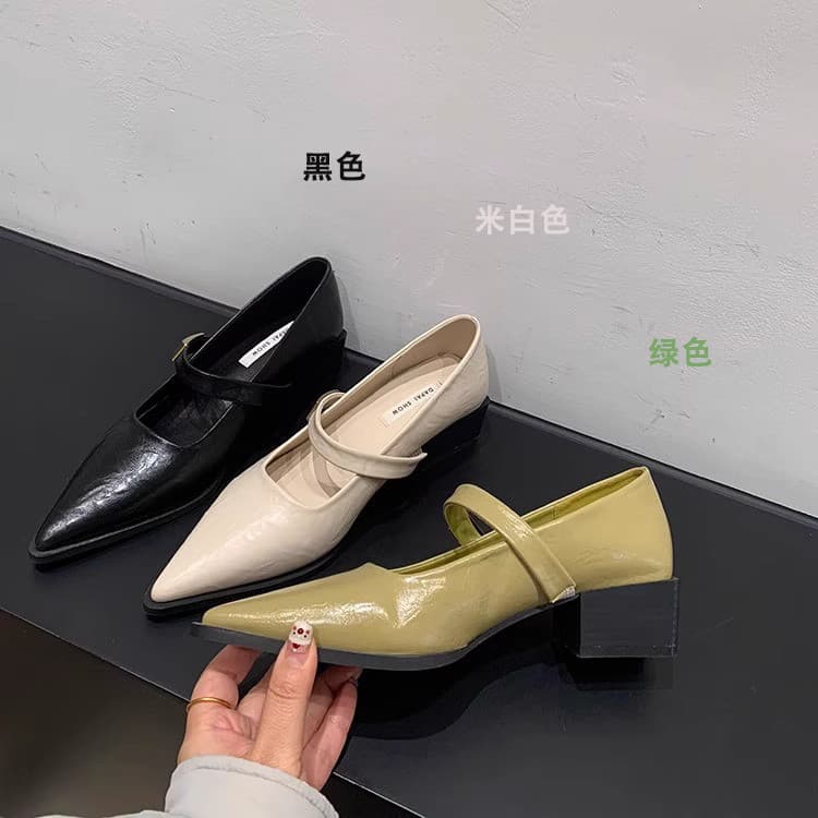 รองเท้านักเรียนผู้หญิง รองเท้าคัดชูผู้หญิง รองเท้านักเรียนหญิง French Pointed Toe… รูปที่ 1