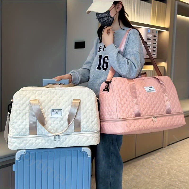 หรูหราความจุขนาดใหญ่ Duffel กระเป๋าอเนกประสงค์ไหล่และ C rossbody กระเป๋าแห้งเปียกแยกกระเป๋าและกระเป๋าสองด้านสำ… รูปที่ 1