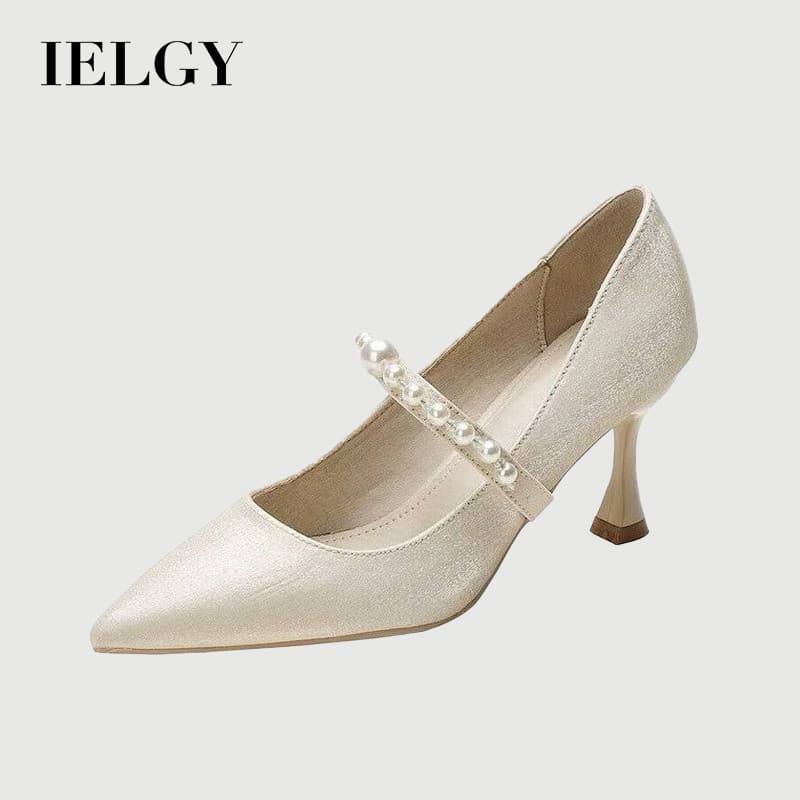 IELGY 2026 ใหม่รองเท้าผู้หญิงใหม่สไตล์ฝรั่งเศสรองเท้าส้นสูงรองเท้าส้นสูงรองเท้าส้นสูงบางชุดสีขาวรองเท้า รูปที่ 1