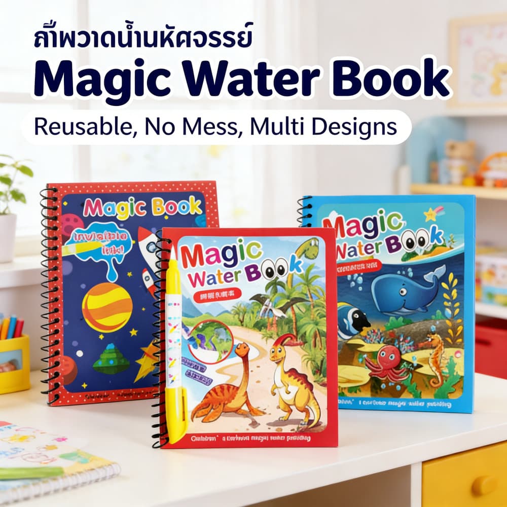 สมุดฝึกวาดภาพระบายสี สมุดระบายสี ระบายซ้ำได้ อุปกรณ์ระบายสี magicwaterbook ด้วยน้ำเปล่า สีระบายน้