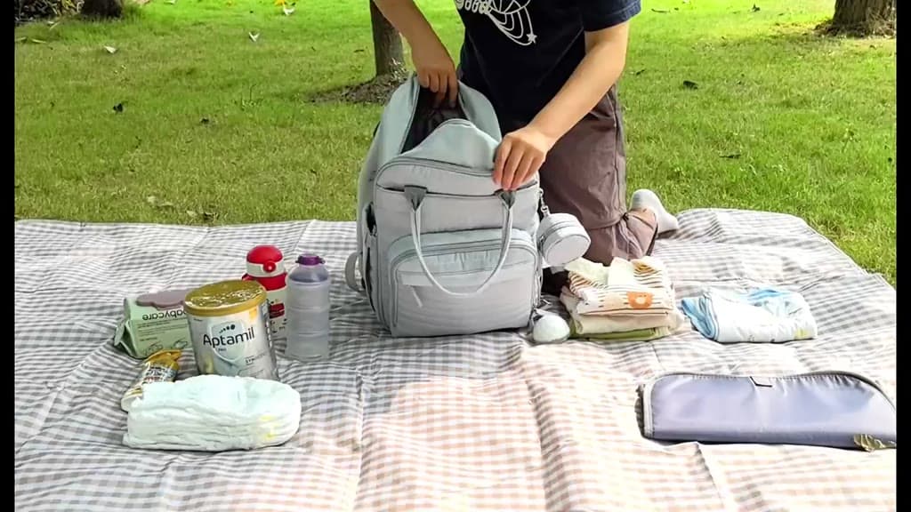 SeaChoiceกระเป๋าเป้สะพายหลัง กระเป๋าแม่ผ้าอ้อมเด็ก กระเป๋าเป้เดินทาง unisex พร้อมแผ่นรองเปลี่ยนผ้าอ้อม