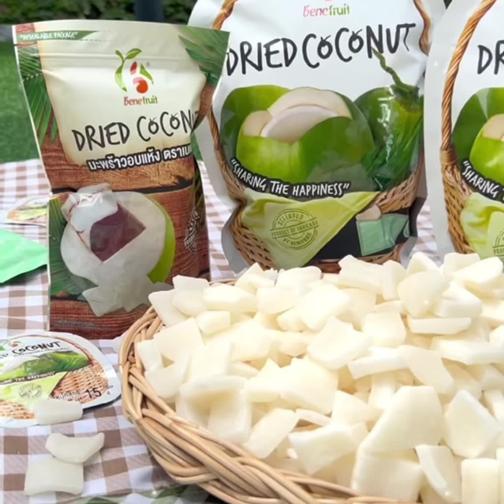 Benefruit มะพร้าวอบแห้ง🥥 มะพร้าวกรอบ เนื้อแน่นกรึบ หวานน้อย สูตรน้ำตาลต่ำ (Dried Coconut)