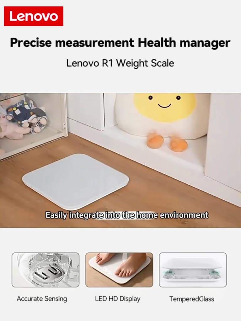 เครื่องดิจิตอล Lenovo weight scale ตาชั่งน้ำหนัก ที่ชั่งน้ำหนัก 180KG กระจกใส เครื่องชั่งน้ำหนักดิจิตอล…