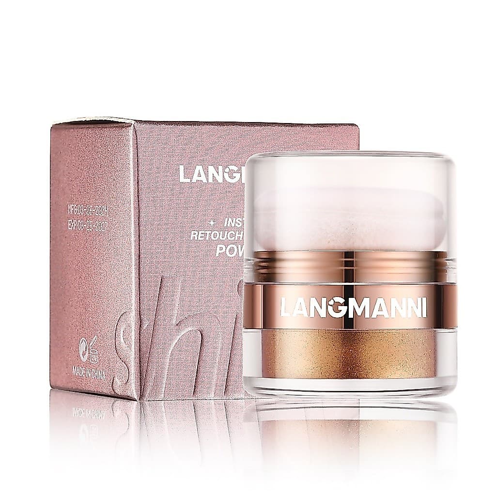 LANGMANNI พัฟไฮไลท์ กลิตเตอร์ ชิมเมอร์ ทาผิววิ้งค์ ใช้ได้กับผิวหน้า ผิวกาย เล่นแสงสวย ติดทน ผงละเอียด… รูปที่ 1