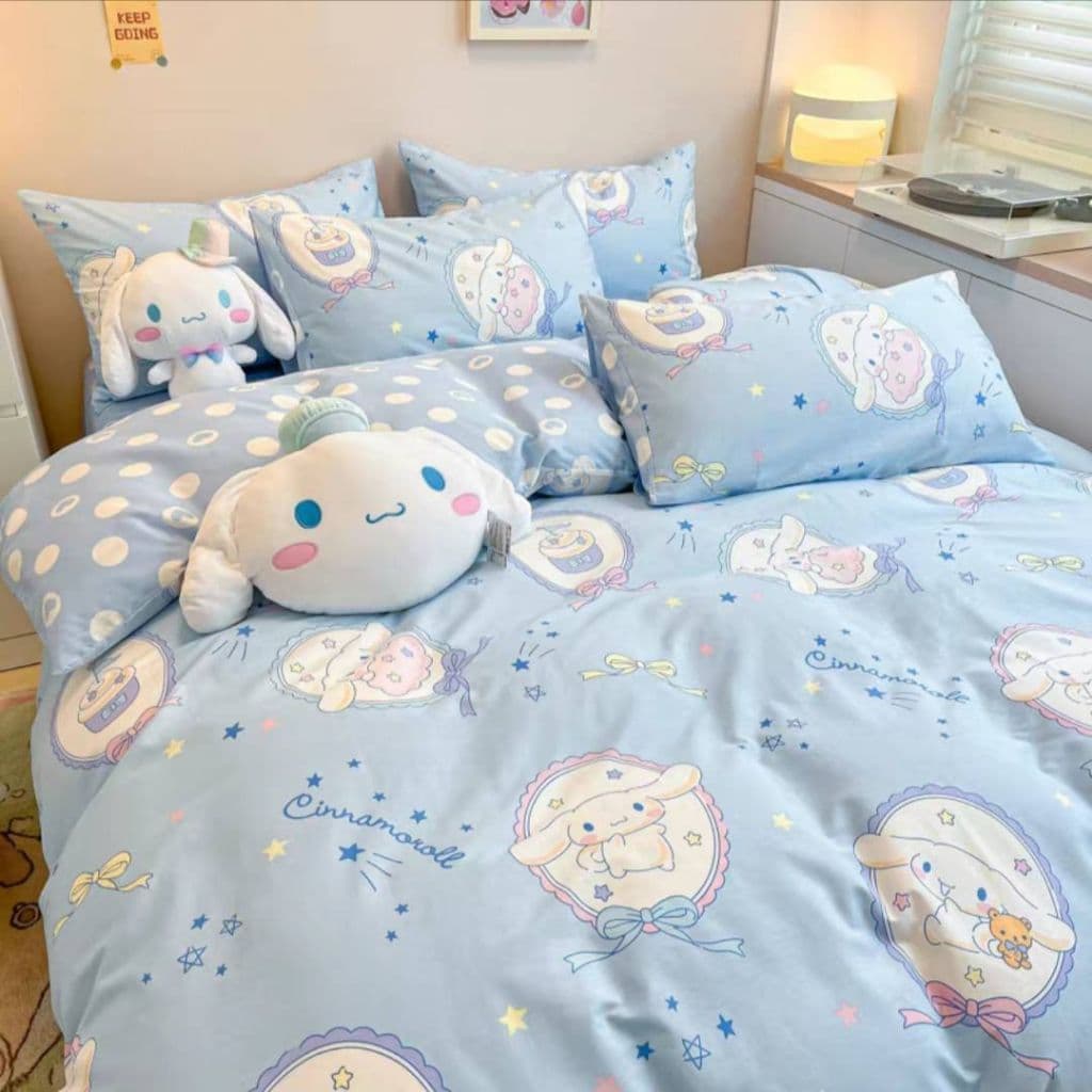ชุดผ้าปูที่นอนครบเซ็ต6ชิ้น มาใหม่น่ารัก พร้อมผ้านวม มีขนาด3.5/5/6ฟุต