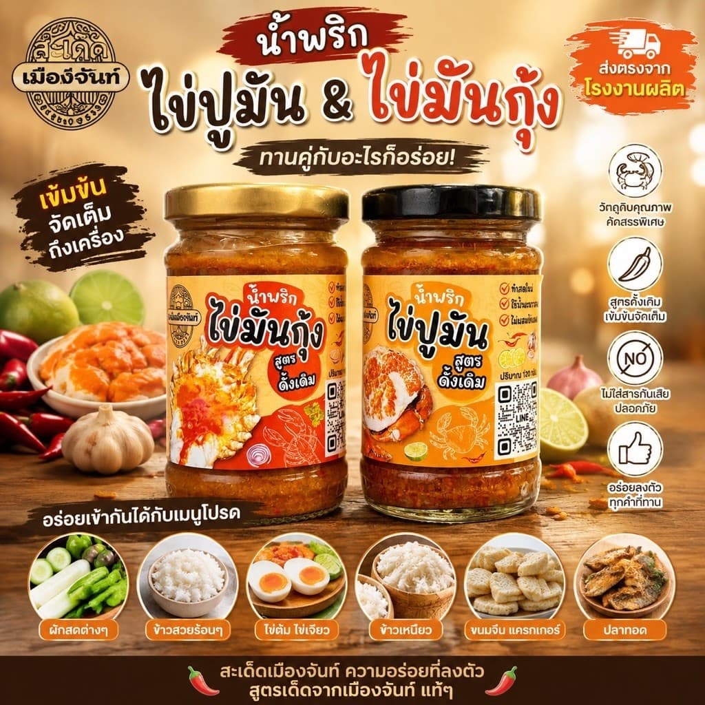 🌶️น้ำพริกไข่มันกุ้ง+น้ำพริกไข่ปูมัน รสชาติดีแซ่บนัว เผ็ดกำลังดีกินกับอะไรก็อร่อย