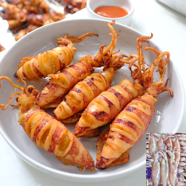 หมึกไข่แดดเดียว ตัวอวบ สดใหม่ ไข่แน่น สะอาด อร่อย ทำง่าย ไม่ใส่สารเคมี ปลอดภัย น้ำหนัก​ 500 กรัม