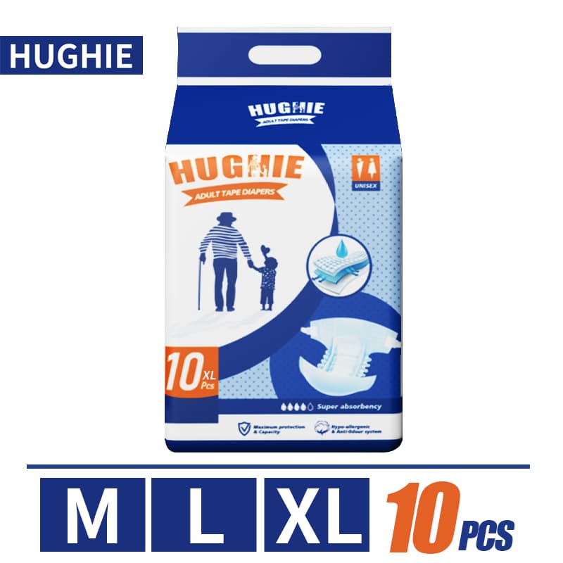HUGHIE ผลิตภัณฑ์ผ้าอ้อมผู้ใหญ่ แบบเทปกาว M/L/XL（10pcs） รูปที่ 1