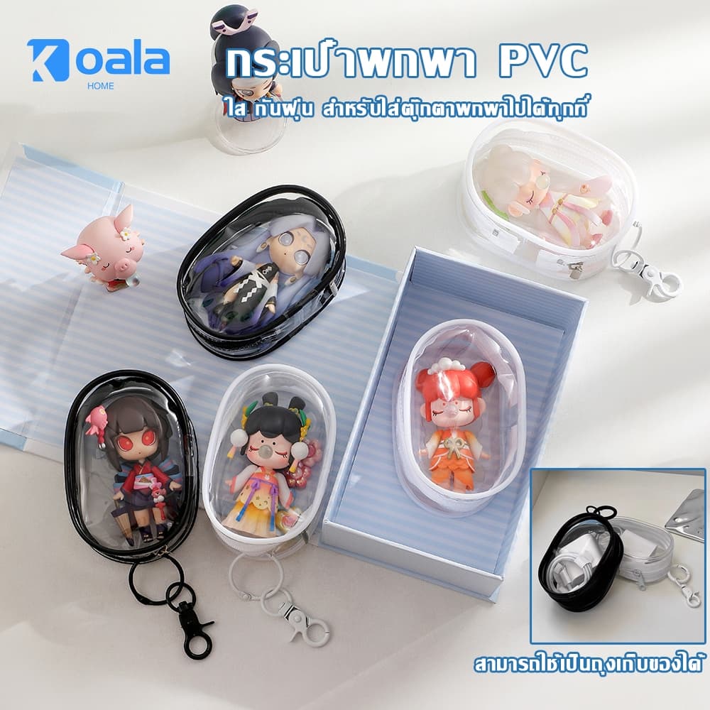กระเป๋าพลาสติกใสใส่ตุ๊กตา 10cmกระเป๋า ที่เก็บหูฟัง ใส กระเป๋าใส่เครื่องประดับแบบพกพา กระเป๋าซิป… รูปที่ 1