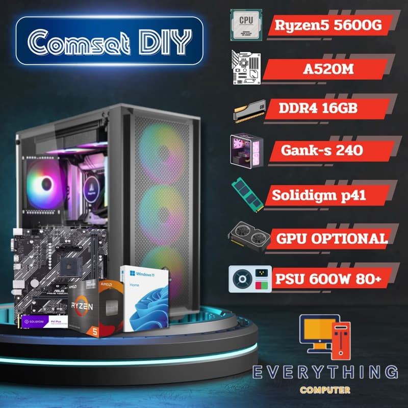 DIY COMSET R5G | Ryzen 5 5600G | RAM 16GB | M.2 512GB NVME. | PSU 600W 80+ | คอมพิวเตอร์เล่นเกม… รูปที่ 1
