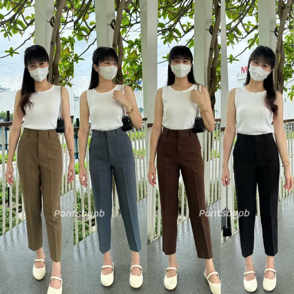 🚀ส่งด่วน พราว (Proud) | 9 ส่วน กางเกงทรงกระบอกเล็ก เอวสูง Pants รูปที่ 1