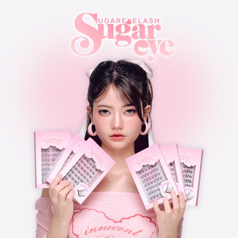 ขนตาปลอม กาวในตัว ขนตาแบรนด์sugar eye กาวเจลลี่ + แถมฟรีที่หนีบ (1กล่องมี10คู่ 60ช่อ)