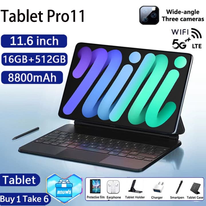 2024 New Tablet 11 pro 5G 11 นิ้ว 16+128GB ความจุขนาดใหญ่ 8800mah แท็บเล็ตออนไลน์ห้องเรียนอัจฉริยะซิมการ์ดแบบค… รูปที่ 1
