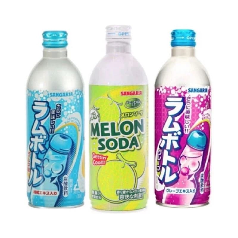 Sangaria Ramune Bottle เครื่องดื่มน้ำโซดา เครื่องดื่มอัดลม ผสมผลไม้ สไตล์ญี่ปุ่น เครื่องดื่มญี่ปุ่น รูปที่ 1