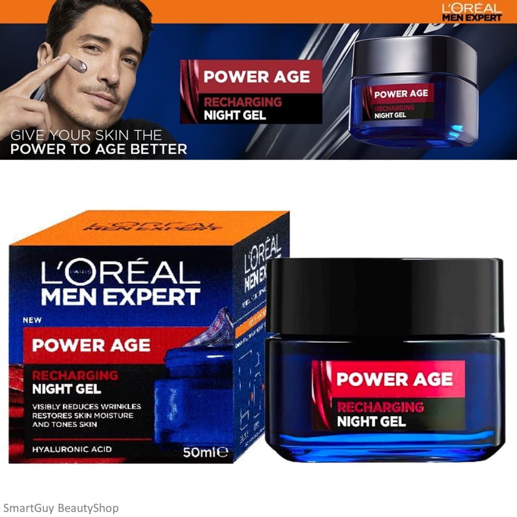 L'Oréal Men Expert Power Age Recharging Night Gel 50ml ผลิตภัณฑ์บำรุงผิวหน้าผู้ชายตอนกลางคืนสูตรพิเศษจากออสเตร… รูปที่ 1