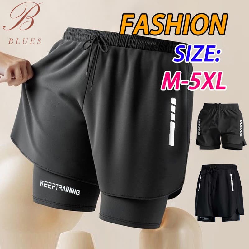 B BLUES M-5XL กางเกงกีฬาขาสั้น ไซส์ใหญ่ แบบแห้งเร็ว ระบายอาก ความยืดหยุ่นสูง เหมาะกับใส่ออกกําลังกาย วิ่ง…