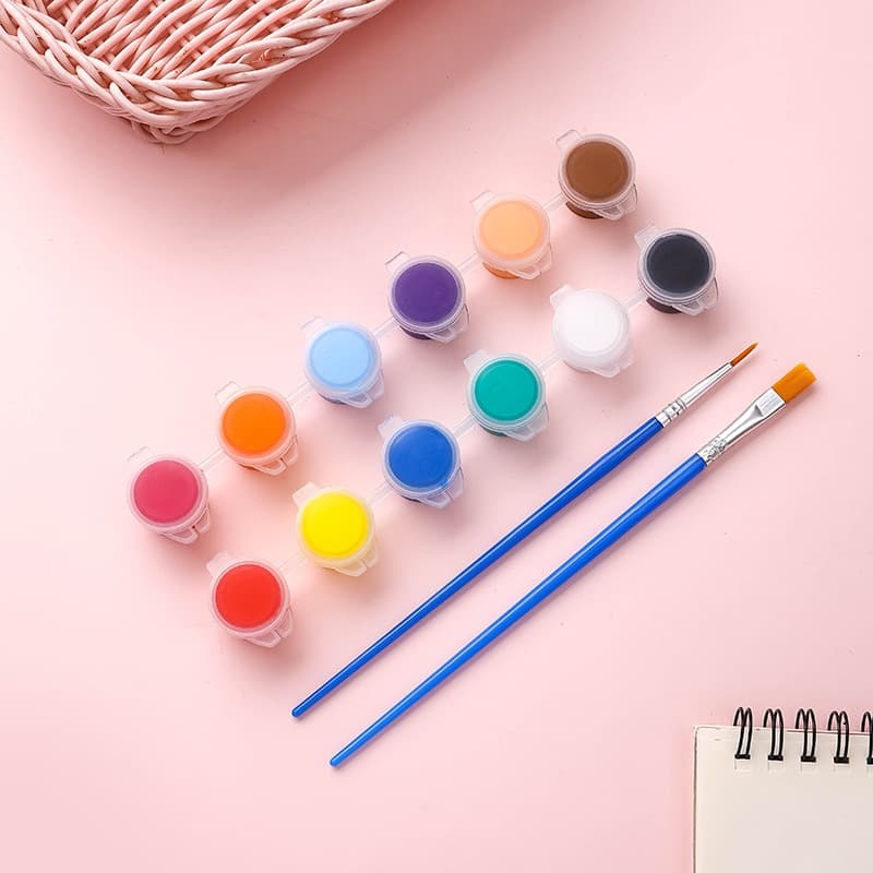 ในไทย-พร้อมส่ง แบบ 10 ชุด สีอะครีลิคระบายสี diy พร้อมพู่กันต่อชุด / สีน้ำสำหรับวาดภาพระบายสีหรือปูนปั้นระบายสี… รูปที่ 1